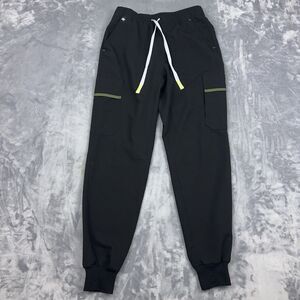 Figs Pisco Scrub Pants Mens Size XS Black Stretch Waist Drawstring Cargo Pockets